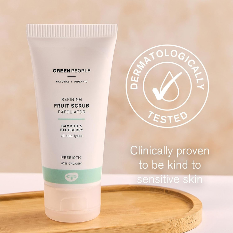 Green People Fruit Scrub Exfoliator - For All Skin Types - Paraben & Alcohol Free - Cruelty Free & Vegan, 50ml