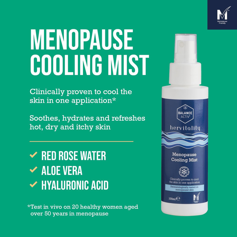 Balance Activ, HerVitality Menopause Cooling Face Mist, Clinically Proven to Cool Skin, Soothes and Hydrates Dry, Itchy Menopausal Skin, 100 ml, 1 Pack
