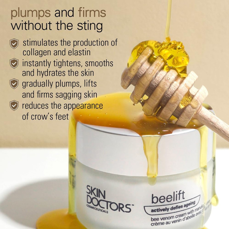 Skin Doctors Beelift | Age-defying Skincare | Bee Venom | Manuka Honey & Royal Jelly | Collagen Boosting | Smooths Fine lines I Paraben Free | 50ml