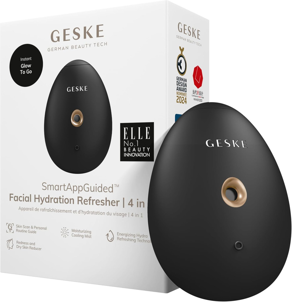 GESKE | SmartAppGuided Facial Hydration Refresher | 4 in 1 | water atomizer | facial steamer | water spray | face mister | Facial Cleansing Device | mister | Cosmetics | natural glow