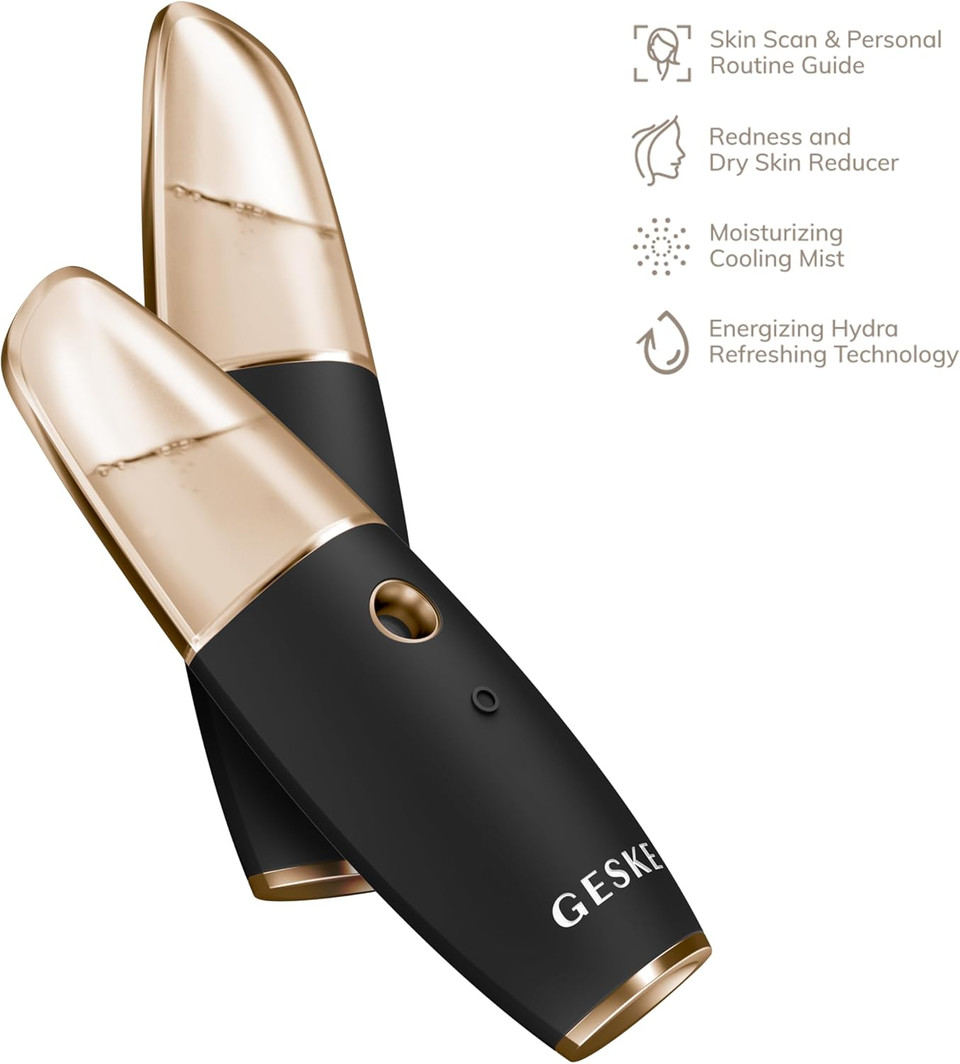 GESKE | SmartAppGuided Facial Hydration Refresher | 4 in 1 | water atomizer | facial steamer | water spray | face mister | Facial Cleansing Device | mister | Cosmetics | natural glow
