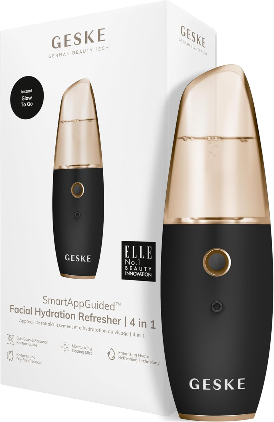 GESKE | SmartAppGuided Facial Hydration Refresher | 4 in 1 | water atomizer | facial steamer | water spray | face mister | Facial Cleansing Device | mister | Cosmetics | natural glow