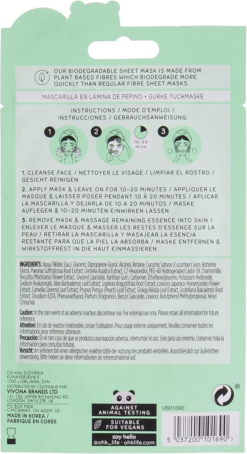 Oh K! Lactic Acid Facial Sheet Mask for Oily Skin, Exfoliating and Pore-Cleansing, with added Squalane for Hydration, Vegan and Cruelty Free, 33g