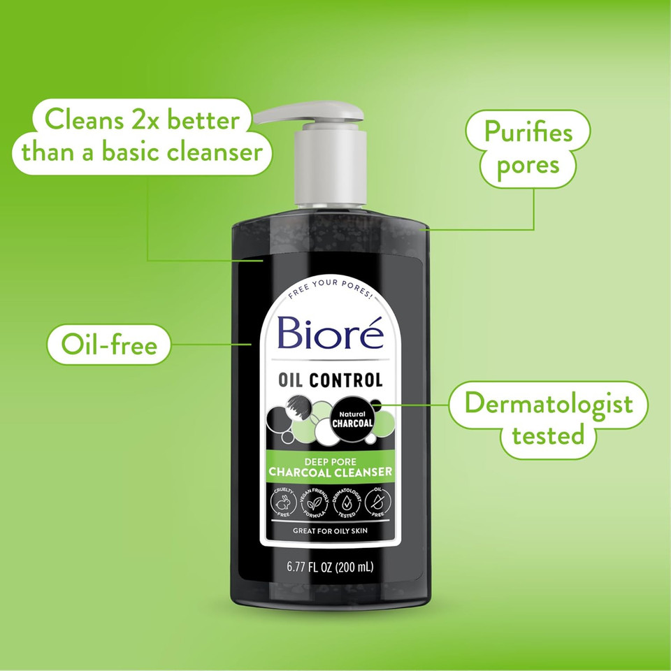 Bioré Deep Pore Charcoal Face Cleanser, 200 ml