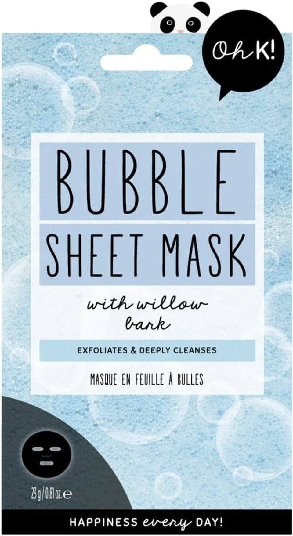 Oh K! Bubble Sheet Mask for Oily Combination Skin, Cleansing and Pore Minimising Facial Mask, Vegan and Cruelty Free, 31g