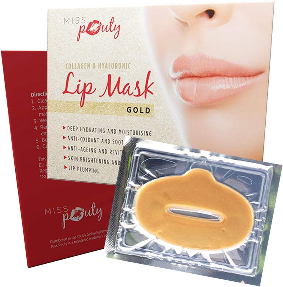 Gold Lip Mask x5  Collagen, Hyaluronic Acid, Plumping, Hydrating, Anti-Ageing, Moisturising, Soothing, Fuller Lips, Dry Lip Repair, Anti-Wrinkle, Crystal Gel Lip Treatment
