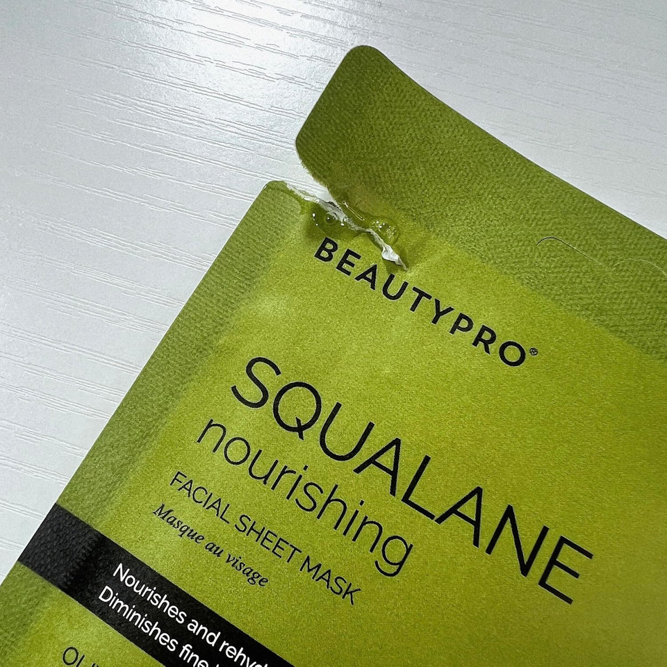 BEAUTYPRO SQUALANE Face Mask Nourshing Anti-Ageing Hydrate Radiant Complexion Plant Based Olive Extract Natural Facial Korean Vegan Skincare 100% Biodegradable Multi Award Winning Brand