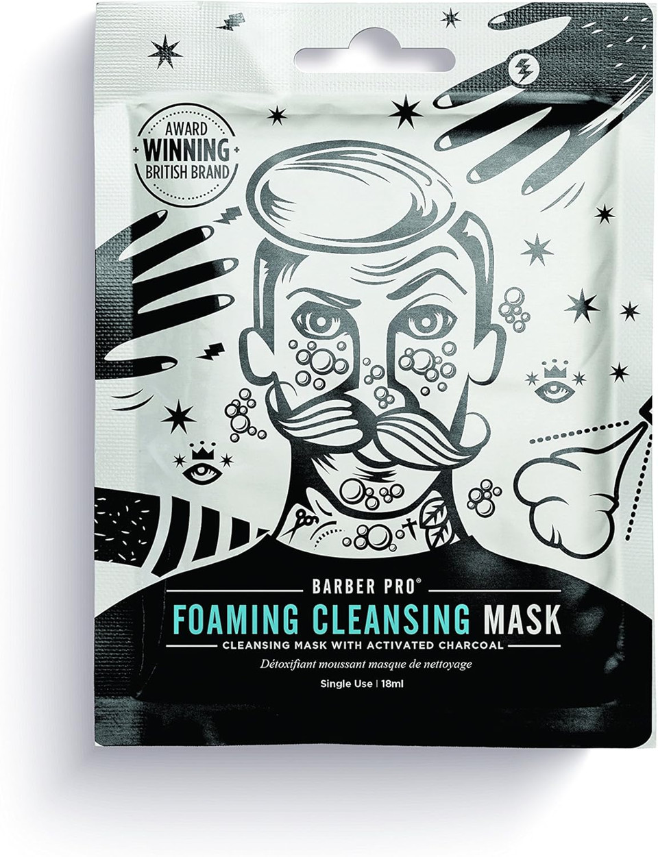 BARBER PRO FOAMING CLEANSING MASK cleansing mask for men with activated charcoal