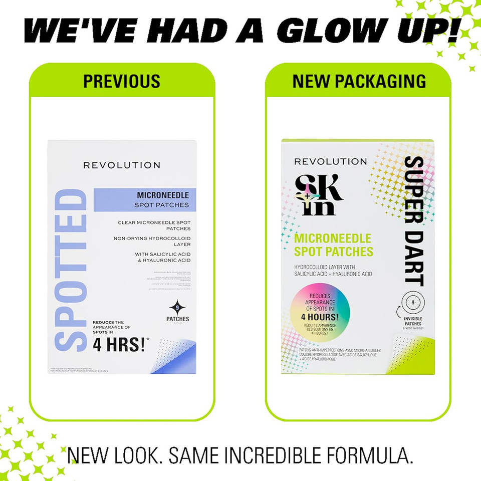 Revolution Skin, Super Dart Microneedle Salicylic Acid Hydrocolloid Spot Patches, Pimple Patches, Vegan & Cruelty-Free, 9 Patches