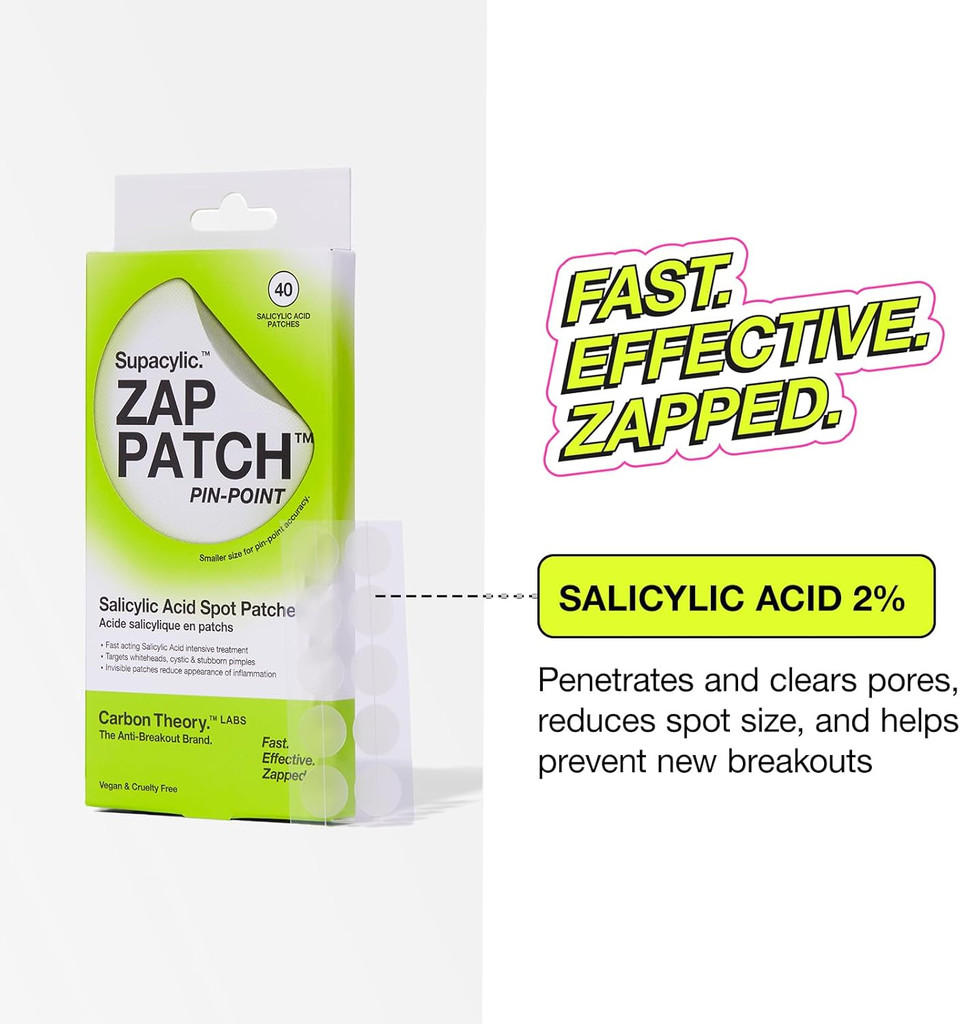 Carbon Theory Supacylic Hypa Dart Microdart Pimple Patch - 9 x Clear Pimple Patches - Micro Dart Pimple Patches - Spot Patches Microdart - Vegan Spot Treatment