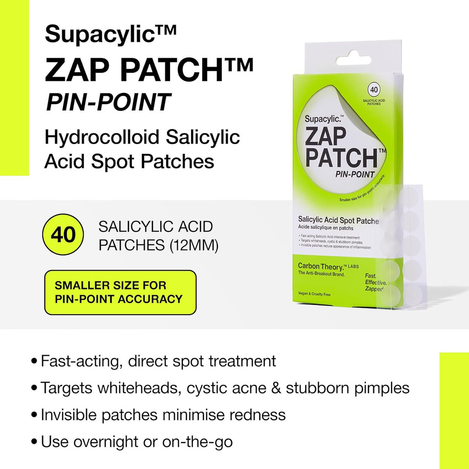 Carbon Theory Supacylic Hypa Dart Microdart Pimple Patch - 9 x Clear Pimple Patches - Micro Dart Pimple Patches - Spot Patches Microdart - Vegan Spot Treatment