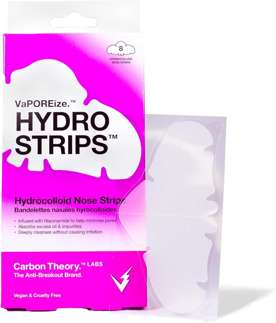 Carbon Theory VaPOREize Nose Pore Strips with Niacinamide - 8 x Hydrocolloid Nose Strips - Spot Patches - Pore Minimizer & Blackhead Remover - Vegan Spot Treatment