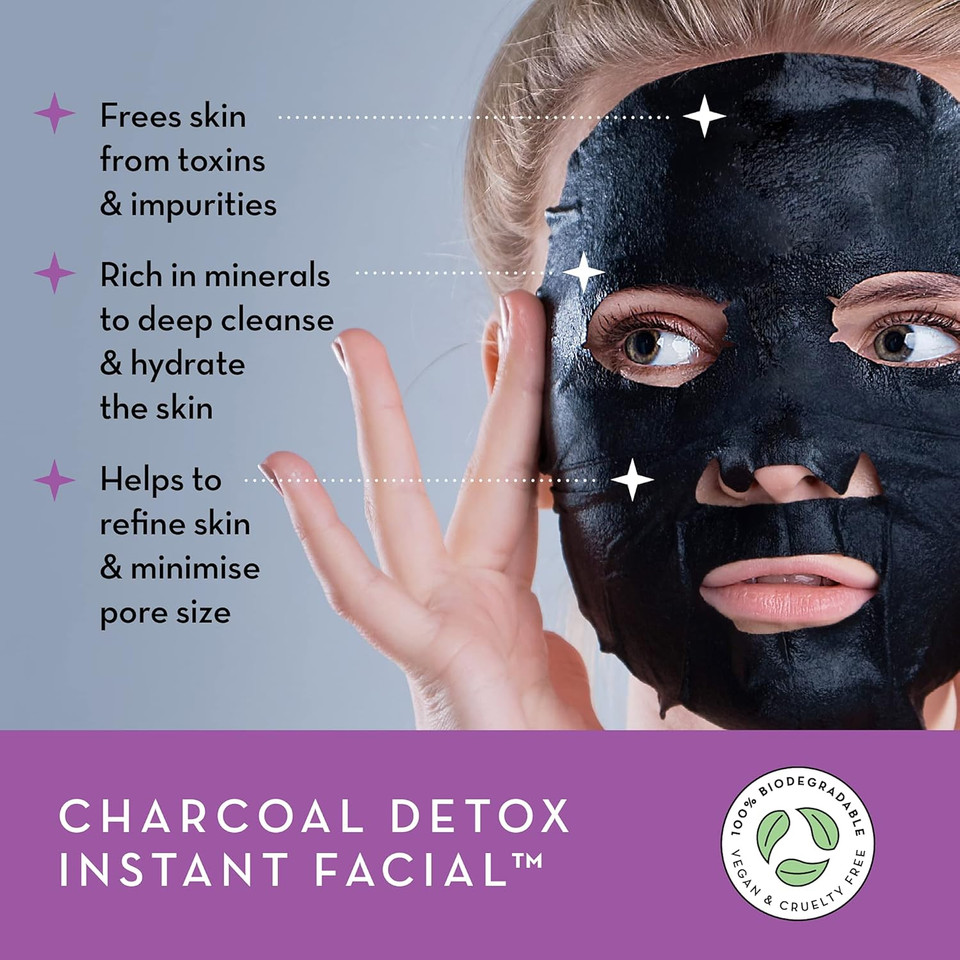 Seoulista Beauty Charcoal Detox Instant Facial  Face Sheet Mask  Dermatologist Created Korean Skin Care