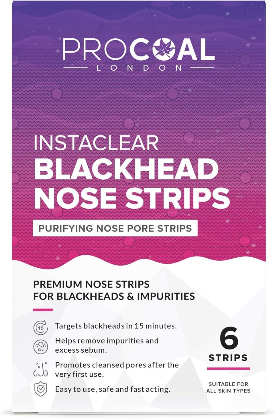 Blackhead Remover Strips by Procoal, Vegan Nose Strips with Salicylic Acid & Witch Hazel for Clear and Unclogged Pores, Cruelty-free