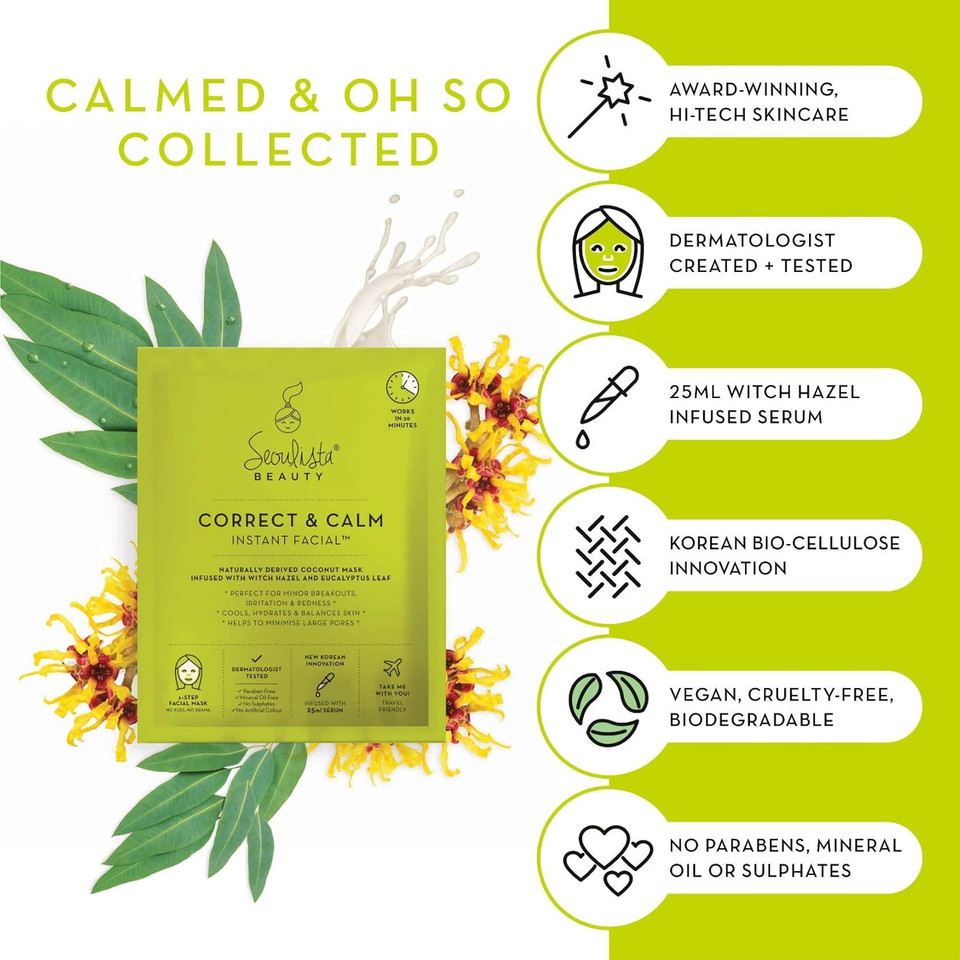 Seoulista Beauty Super Hydration Instant Facial  Hydrating Beauty Face Mask for Dry Skin - Infused with Hyaluronic Acid and Coconut  Dermatologist Created Korean Skin Care  Multi-Award Winning