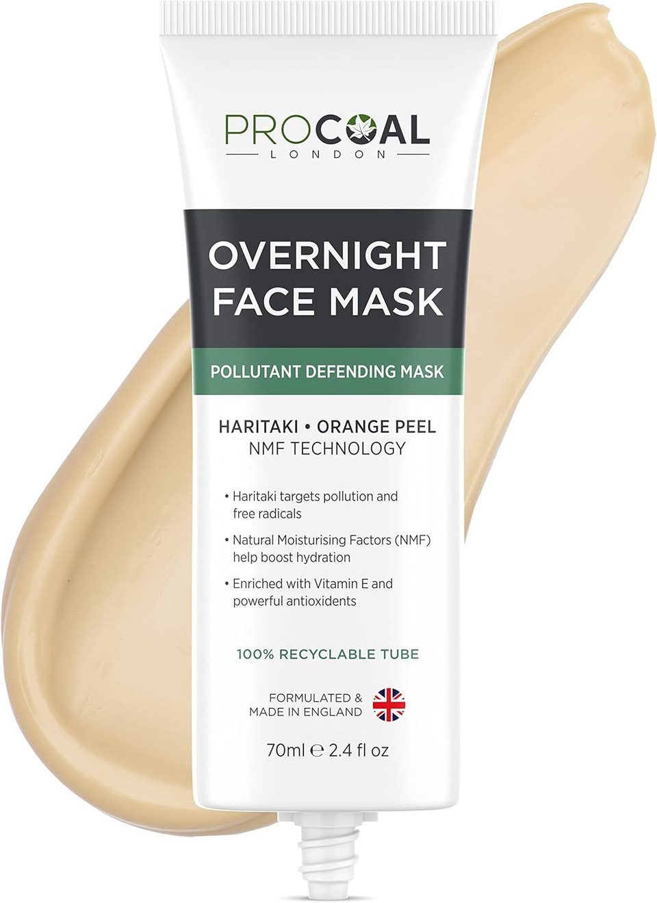 NEW Overnight Face Mask, Hydrating Anti-Pollution Sleep Mask 70ml by Procoal - Fights Pollutants & Replenishes Skins Natural Moisture, 100% Recyclable Packaging, Cruelty-Free - Made in UK