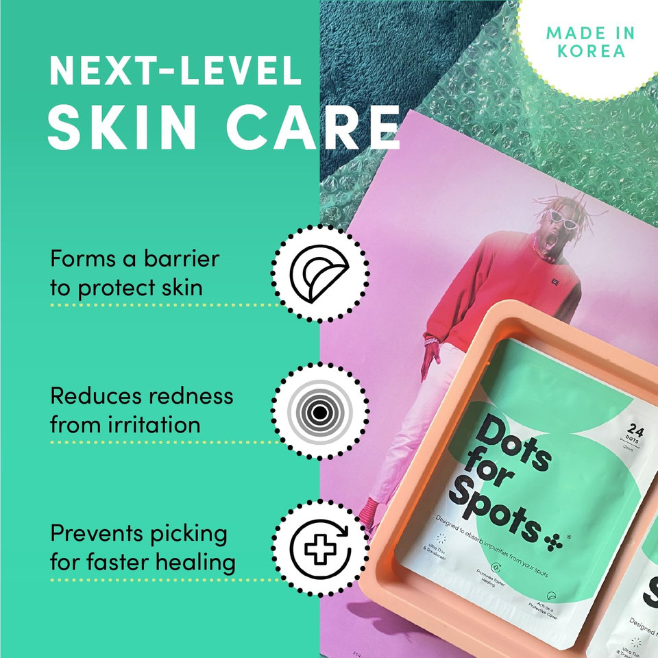 Dots for Spots Oval Pimple Patch with Micro Darts - Pack of 9 Translucent Acne Spot Treatment Stickers Infused With Niacinamide & Salicylic Acid - Fast-Acting, Vegan & Cruelty Free Skin Care