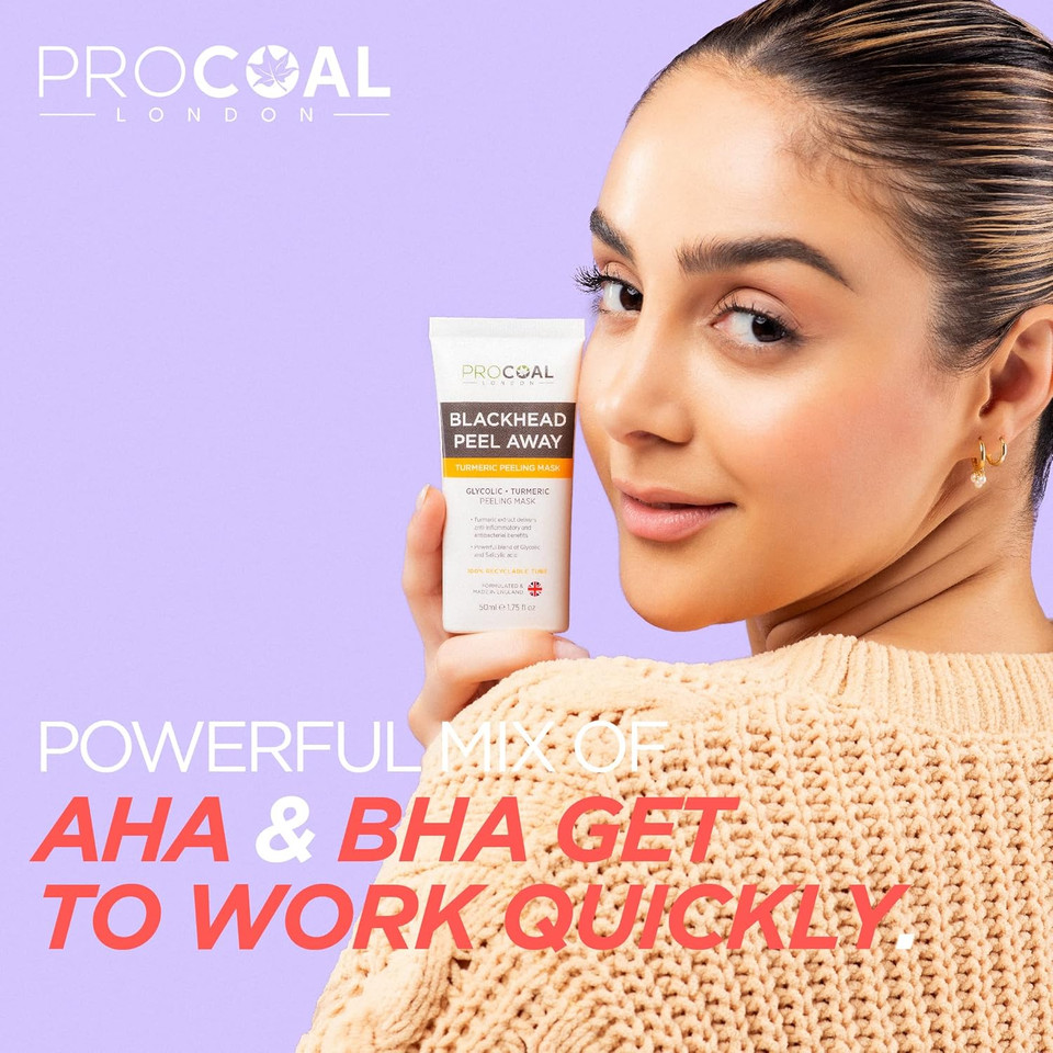 Blackhead Remover Mask, Glycolic, Turmeric Peel Off Face Masks by Procoal  Fights Blackheads, Pollutants & Free Radicals, Not Suitable for Sensitive Skin, 100% Recyclable Tube, Made in UK