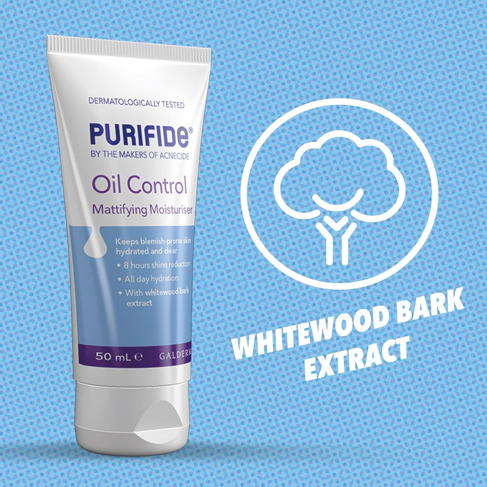 Purifide by Acnecide Oil Control Mattifying Face Moisturiser for Acne Prone Skin, Face Cream for Oily Skin 50ml