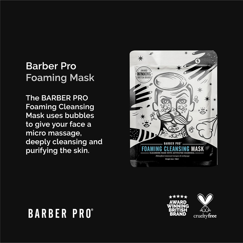 BARBER PRO Skin Revival Mens Pamper Kit 4-in-1 Under Eye Mask Peel Off Putty & 2 Face Masks Rejuvinate Hydrate Soothe Tired Eyes Cleanse Pores Multi Award Winning Brand