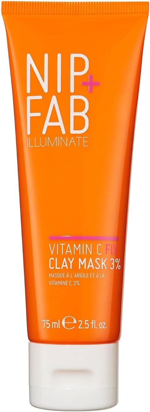 Nip+Fab Vitamin C Fix Clay Mask 3%, 75ml, Innovative Brightening & Hydrating Clay Mask with 15% Kaolin Clay, 3% Yellow Clay and 3% Stabilized Vitamin C & Ferulic Acid