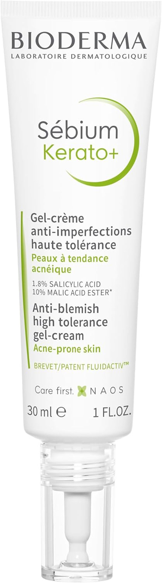 Bioderma Sébium Kerato + Anti-Blemish Gel Cream for Acne Prone Skin - Hydrating Acne Treatment to Eliminate Pimples, Blackheads & Refine Skin Texture 30ml