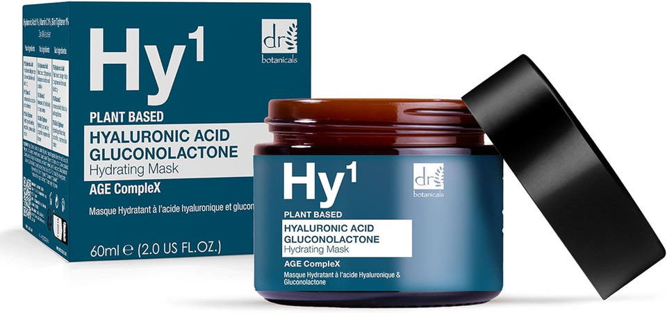 Dr BOTANICALS Hyaluronic Acid & Gluconolactone Hydrating Anti-Aging Facial Mask | Reduce Wrinkles, Renew, Gentle Exfoliate and Revitalize Skin with Nourishing Hyaluronic Acid Mask