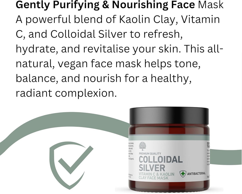 Nature's Greatest Secret Antibacterial Deep Pore Cleanse Colloidal Silver Vitamin C & Kaolin Clay Face Mask Natural Dermatology 100g