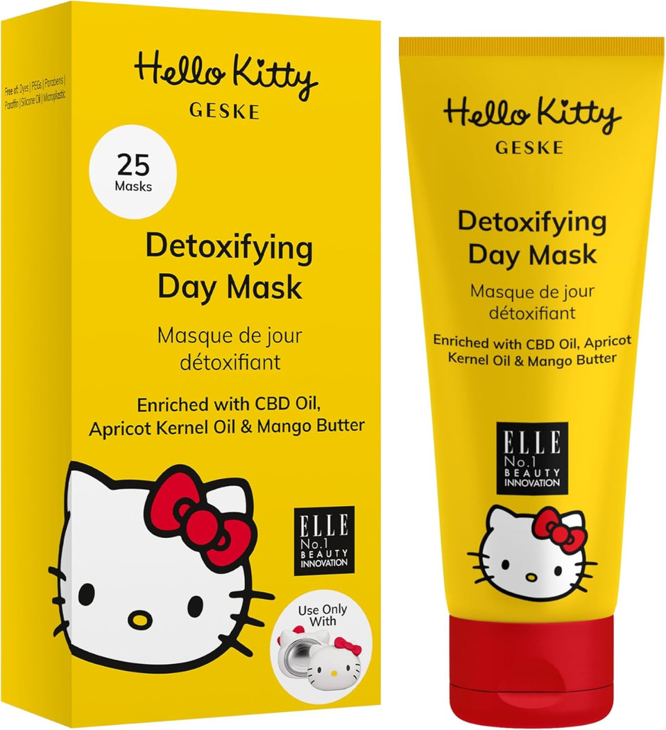 GESKE Detoxifying Day Mask | Use with Hello Kitty Sonic Warm & Cool Mask | Face Mask with CBD Oil, Apricot Kernel Oil & Mango Butter | Protective Formula | For Normal to Sensitive Skin | Vegan