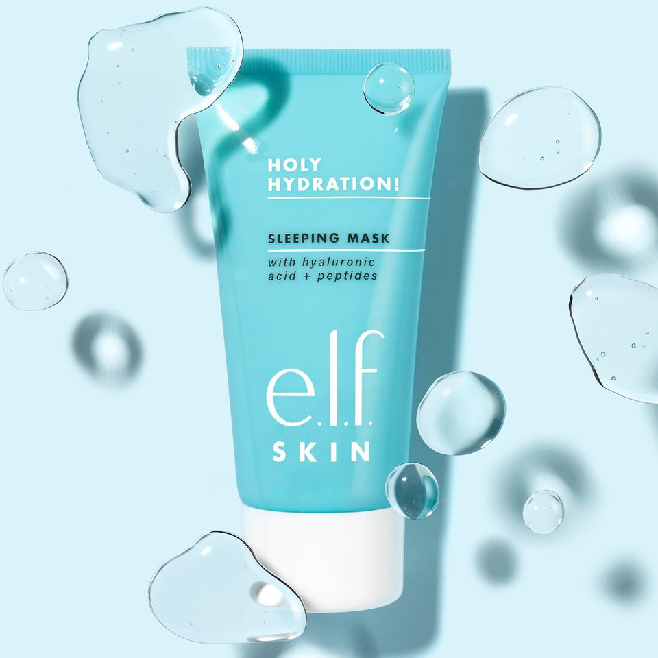 e.l.f. SKIN Holy Hydration! Sleeping Mask, Moisturising & Plumping Dual-Use Sleep Or Rinse-Off Face Mask, Soothes Skin With A Creamy Formula