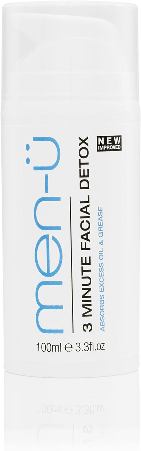 men-ü 3 MINUTE FACIAL DETOX 100ml Ultra concentrate Vegan face mask for men, up to 100 apps, Effective in 3 MINS. Kaolin clay mens face mask w/Witch Hazel. Removes excess oil & impurities