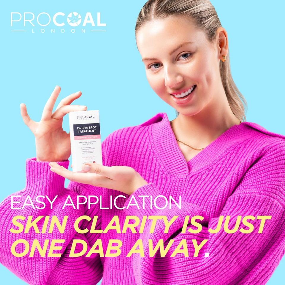 2% BHA Spot Treatment 30ml by Procoal, Fast-Acting Blemish Spot Treatment For Face with Salicylic Acid, Helps Dry Up Pesky Pimples - Made in UK