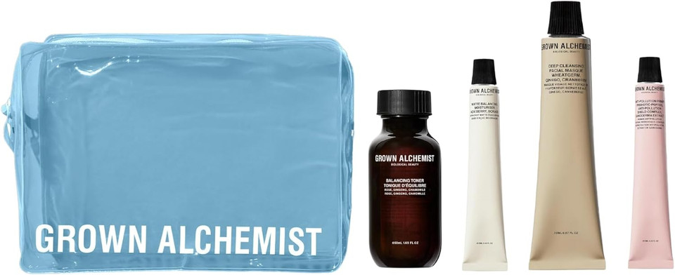 Grown Alchemist AM Routine Mini Skincare Set - Beauty Gift Exclusive, Moisturiser 12 ml, Facial Masque 20 ml, Toner 50 ml, Face Primer 12 ml, Skincare Gift for Women, Men Grown Alchemist AM Routine Mini Skincare Set - Beauty Gift Exclusive, Moisturiser 12 ml, Facial Masque 20 ml, Toner 50 ml, Face Primer 12 ml, Skincare Gift for Women, Men