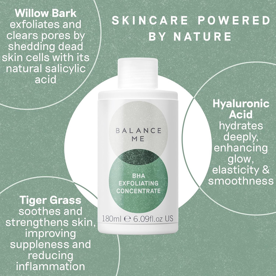 Balance Me BHA Exfoliating Concentrate With Salicylic Acid 180ml, Hydrating Toner to Minimise Pore and Reduce Blackheads and Blemishes