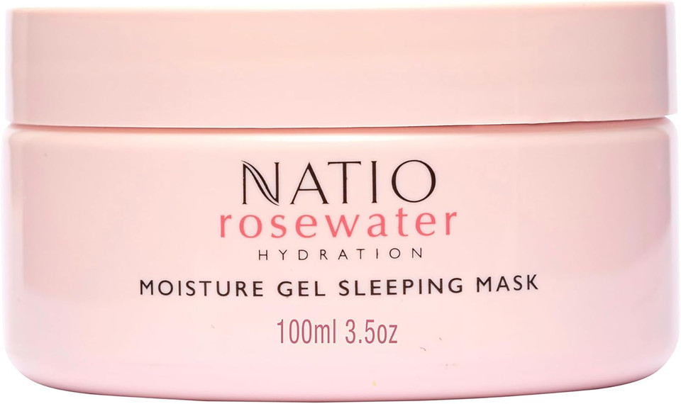 Natio Australia Rosewater Hydration Moisture Gel Sleeping Mask, 100 g - Nighttime Rosewater Face Cream - Face Moisturiser for Overnight Hydration Natio Australia Rosewater Hydration Moisture Gel Sleeping Mask, 100 g - Nighttime Rosewater Face Cream - Face Moisturiser for Overnight Hydration