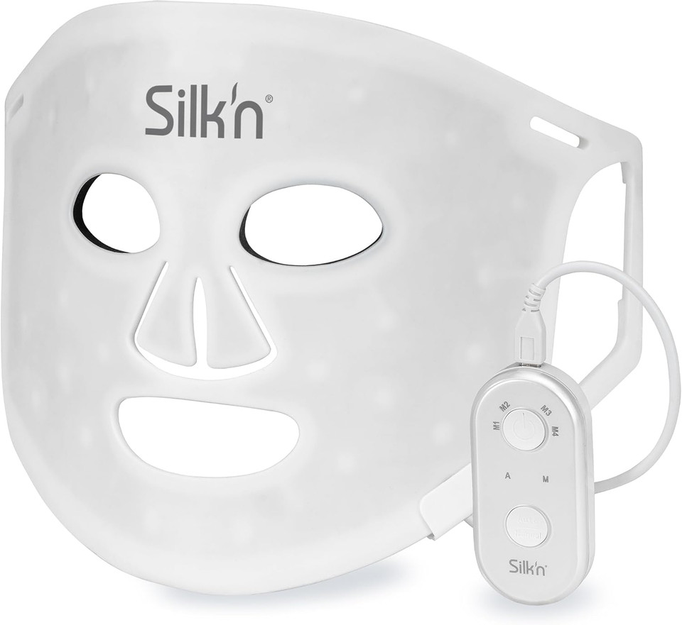 Silkn Facial LED Mask - LED Face Mask for Improved and Rejuvenated Skin - Skincare with Light Technology That Reduces Wrinkles and Acne and Improves Collagen - Cordless - 4 Types of Light - White