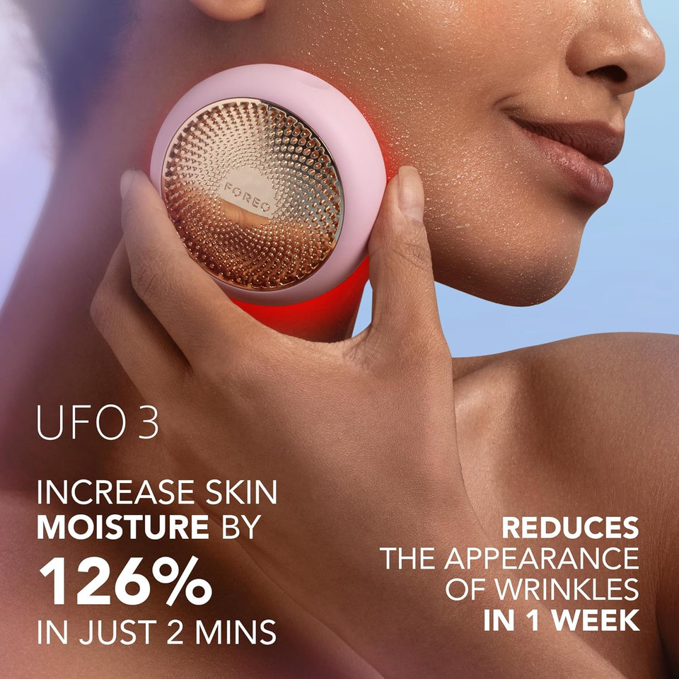 FOREO Hyper Hydra UFO 3 Bundle - Face Moisturiser Device + 14 UFO Activated Masks + Hydrating Night Mask, 75 ml - Red Light Therapy, Thermo & Cryo Therapy, T-Sonic Massage - Anti Aging Skin Care