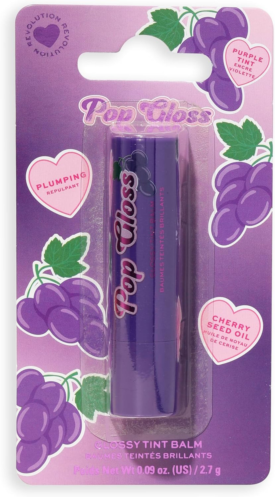 I Heart Revolution Pop Gloss Balm, Hydrating Lip Balm With Glossy Finish & Hint Of Colour, Vegan & Cruelty-Free, Cherry Red