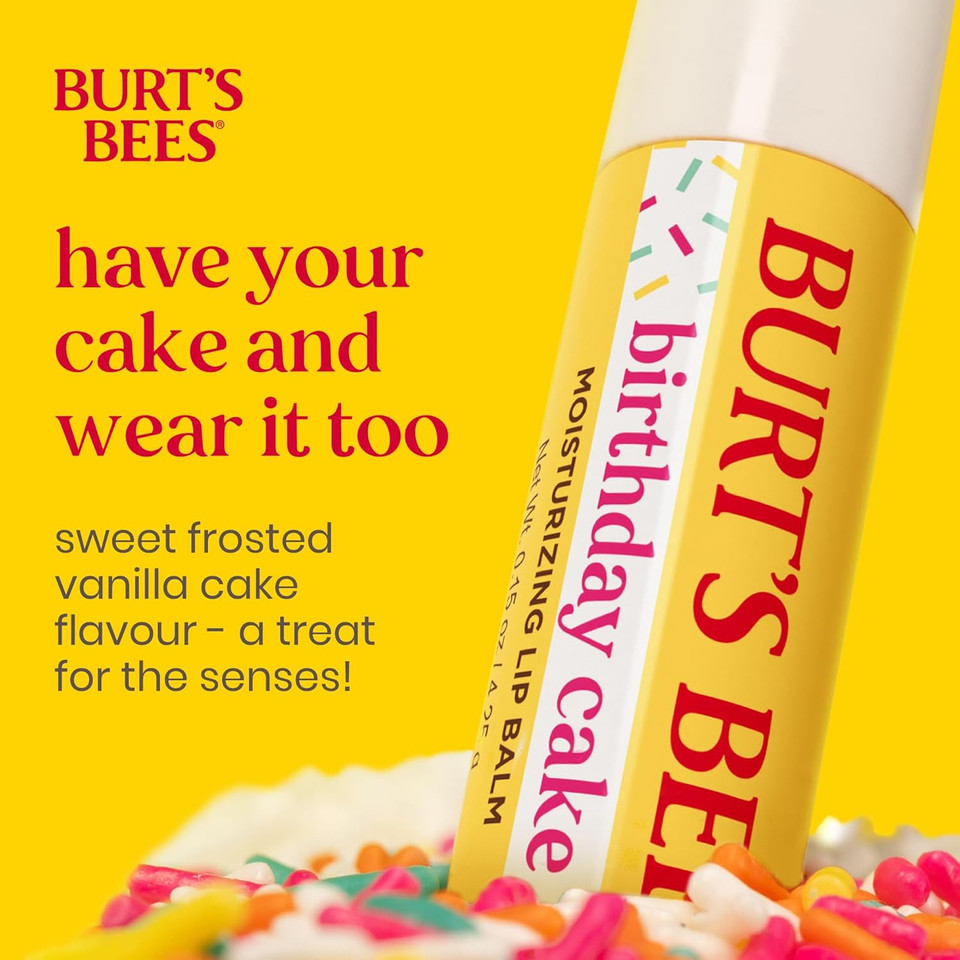 Burt's Bees Lip Balm Birthday Cake, Moisturising Lip Balm With Beeswax and Vitamin E, 100% Natural Origin, 4.25g