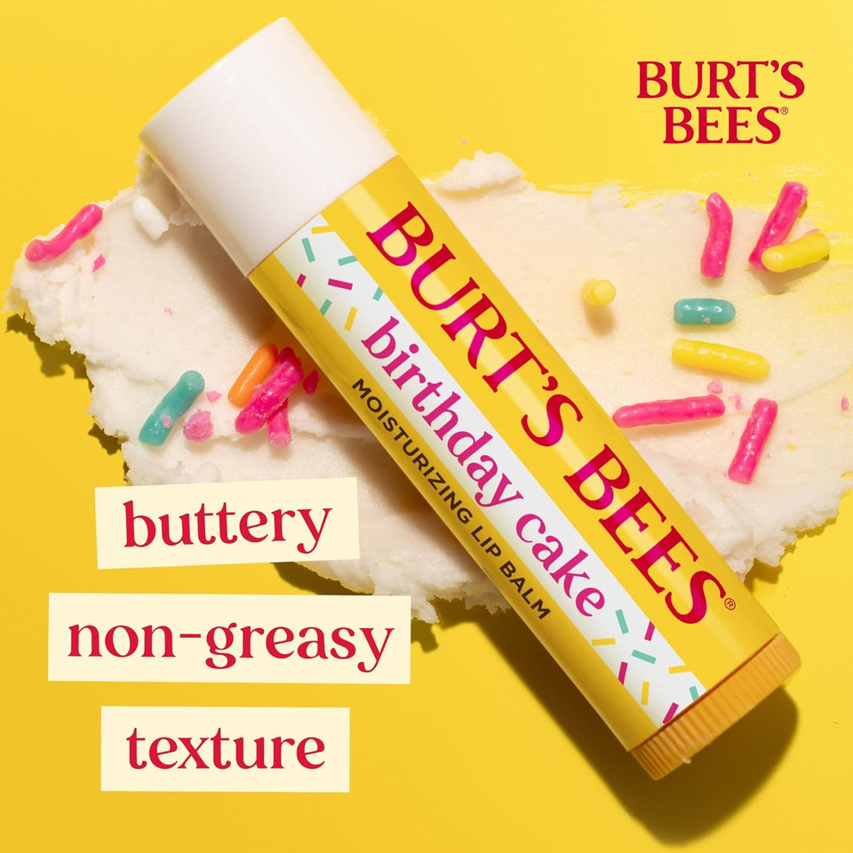 Burt's Bees Lip Balm Birthday Cake, Moisturising Lip Balm With Beeswax and Vitamin E, 100% Natural Origin, 4.25g