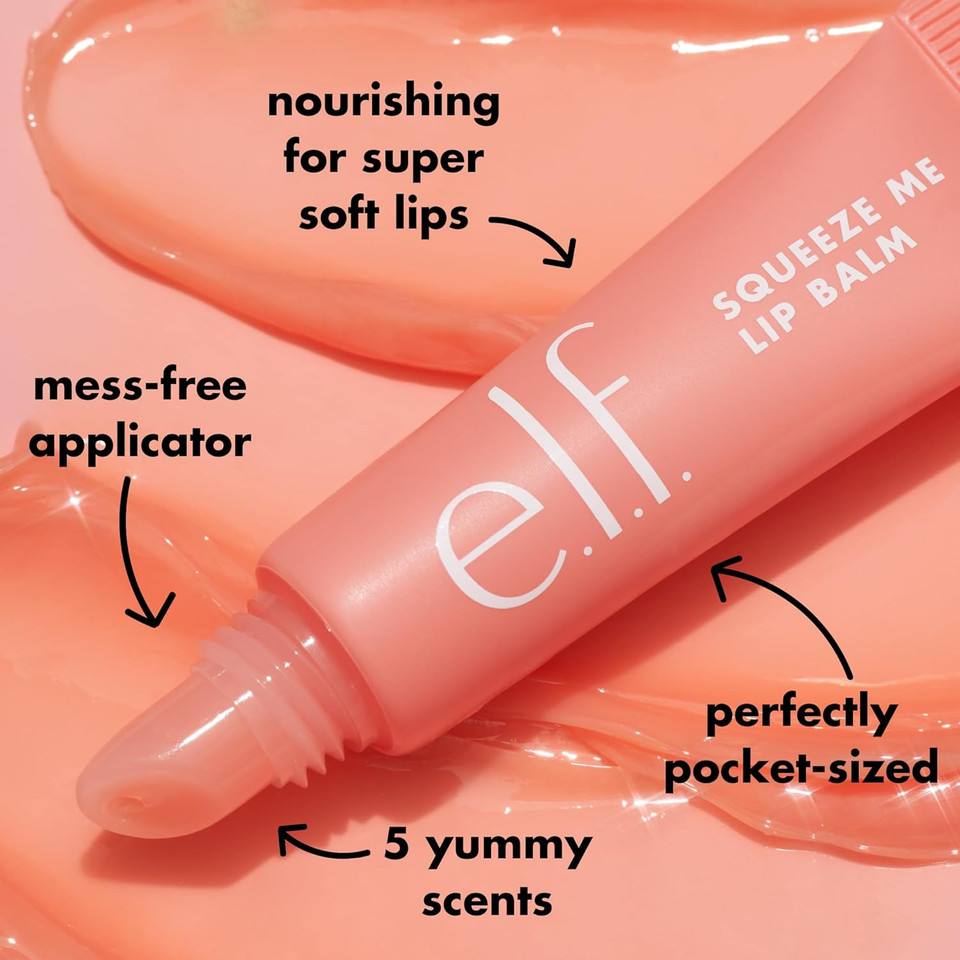 e.l.f. Squeeze Me Lip Balm, Moisturising Lip Balm For A Sheer Tint Of Colour, Infused With Hyaluronic Acid, Vegan & Cruelty-free, Grape