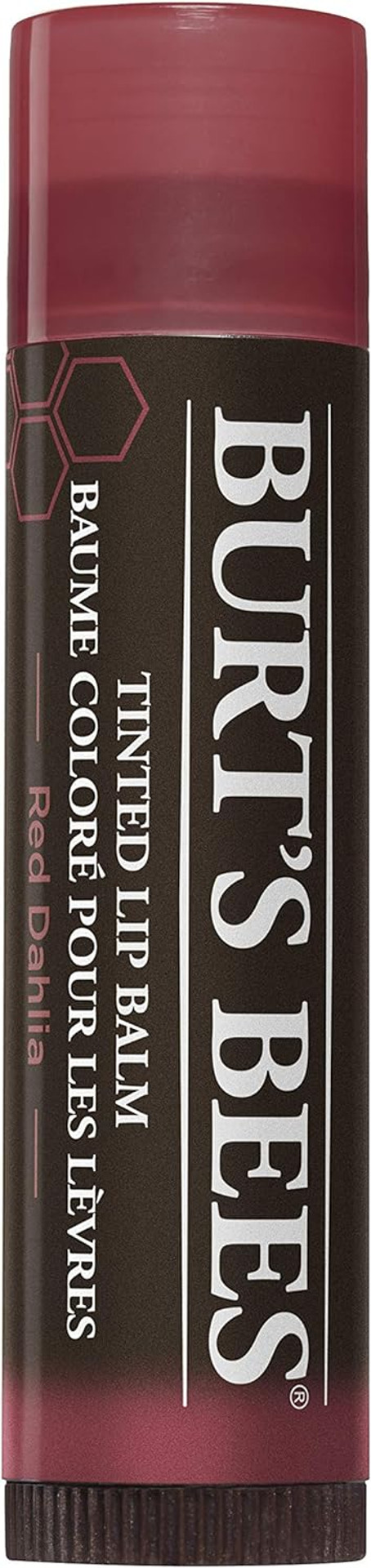 Burt's Bees Tinted Lip Balm Red Dahlia, Moisturising Lip Tint With Shea Butter, 100% Natural Origin, 4.25g