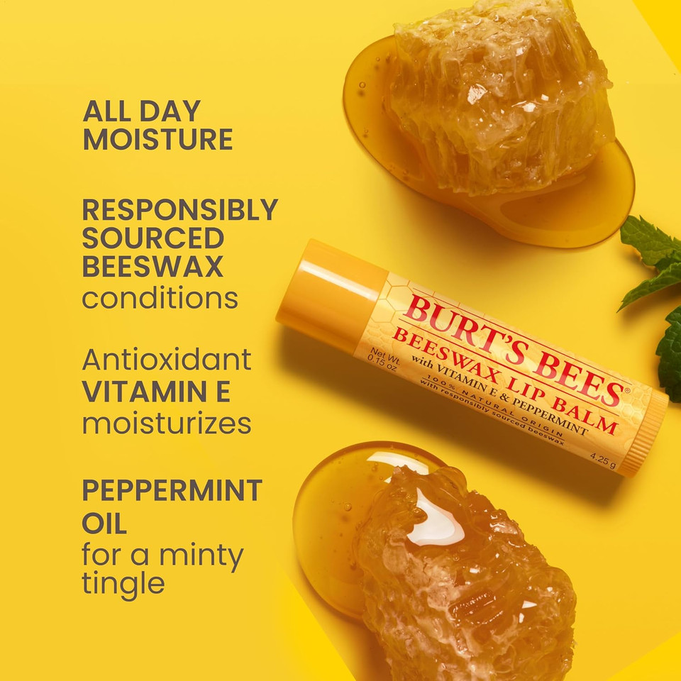 Burt's Bees 100 Percent Natural Origin Moisturising Lip Balm, Hemp with Beeswax
