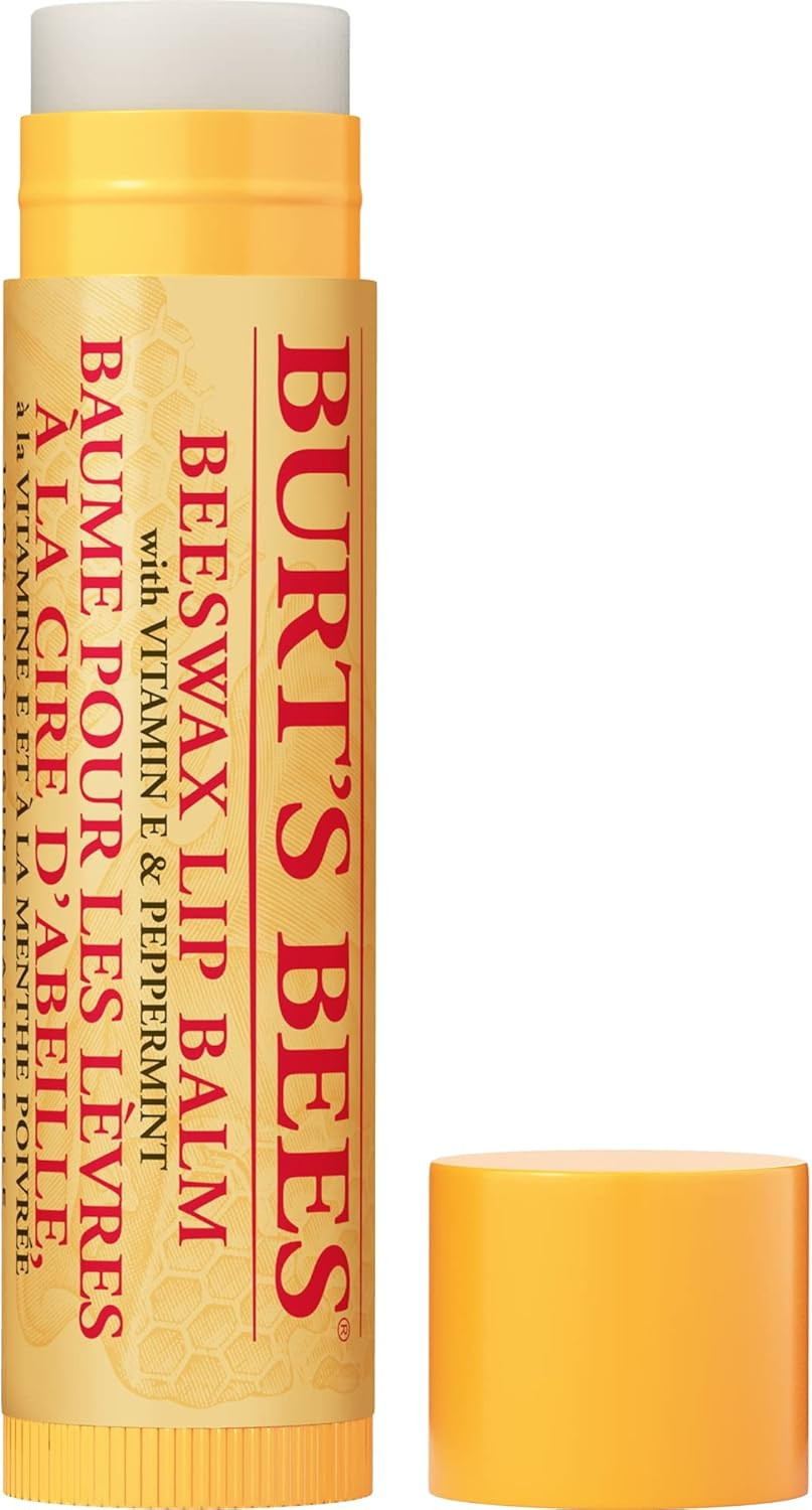 Burt's Bees Lip Balm Beeswax, Moisturising Lip Balm With Vitamin E & Peppermint Oil, 100% Natural Origin, 4.25g (Pack of 2)