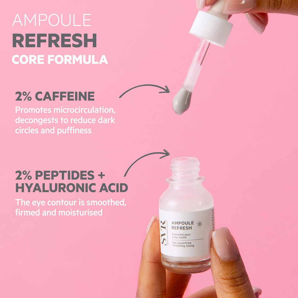 Svr Refresh Concentrate - Morning Concentrate Eye Serum - Hyaluronic Acid, Peptides And Caffeine Decongest, Awaken, Tone & Smooth Puffy Eyes. Act On Dark Circles And Under-Eye Bags, 0.5 Fl.Oz