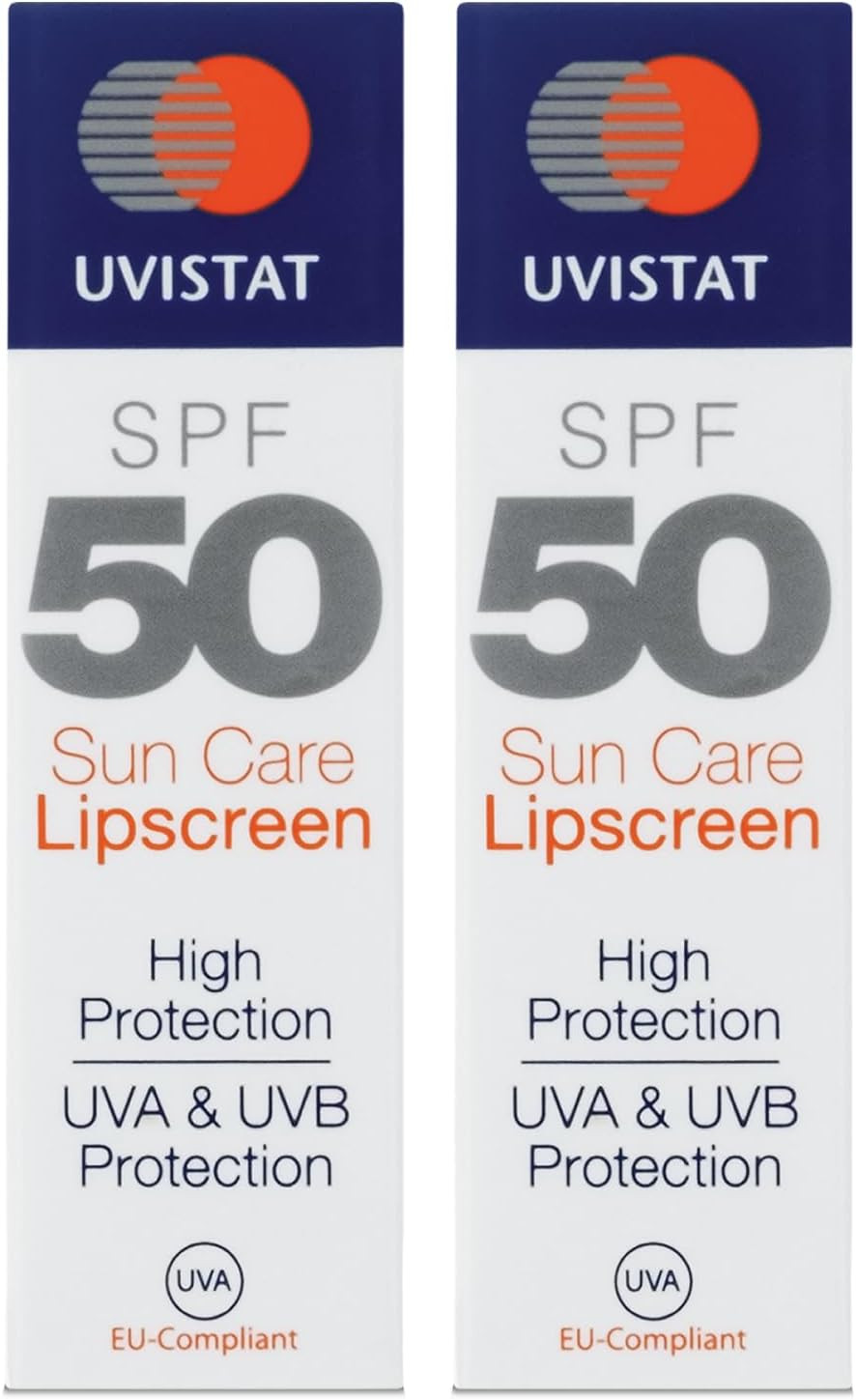 Uvistat Sun Care Lipscreen | SPF50 | Moisturising Lip Balm | Prevent Dry and Chapped Lips | 2 Tubes