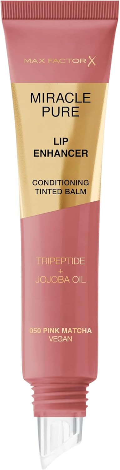 Max Factor Miracle Pure Lip Enhancer, 070 Peach Cream, Conditioning Tinted Lip Balm, Glossy Colour Tint, With Jojoba Oil & Tripeptide, Vegan