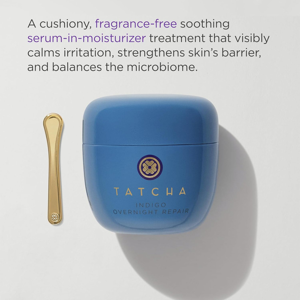 Tatcha Indigo Overnight Repair | Face Cream & Serum Treatment, Fragrance Free Night Cream, 50 Ml | 1.7 Oz
