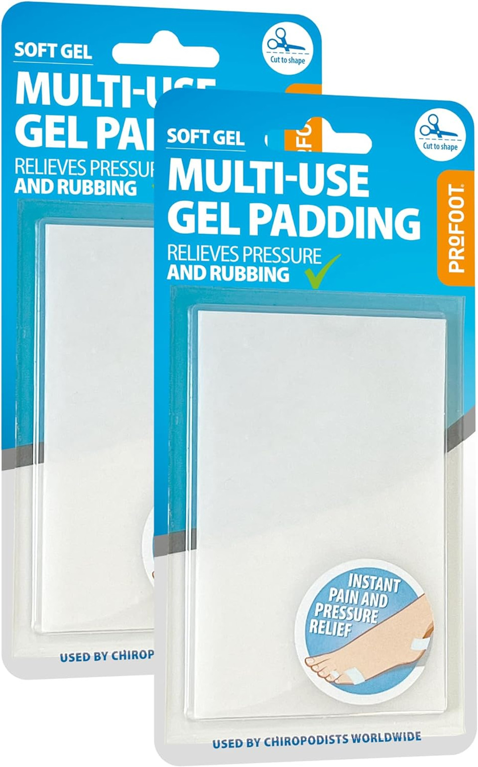 Profoot Multi-Use Gel Padding - Instant Relief for Painful Rubbing - Ideal for Blister Prevention, Bunions, Calluses and Foot Discomfort - Cushioning Comfort - (2 Pack)