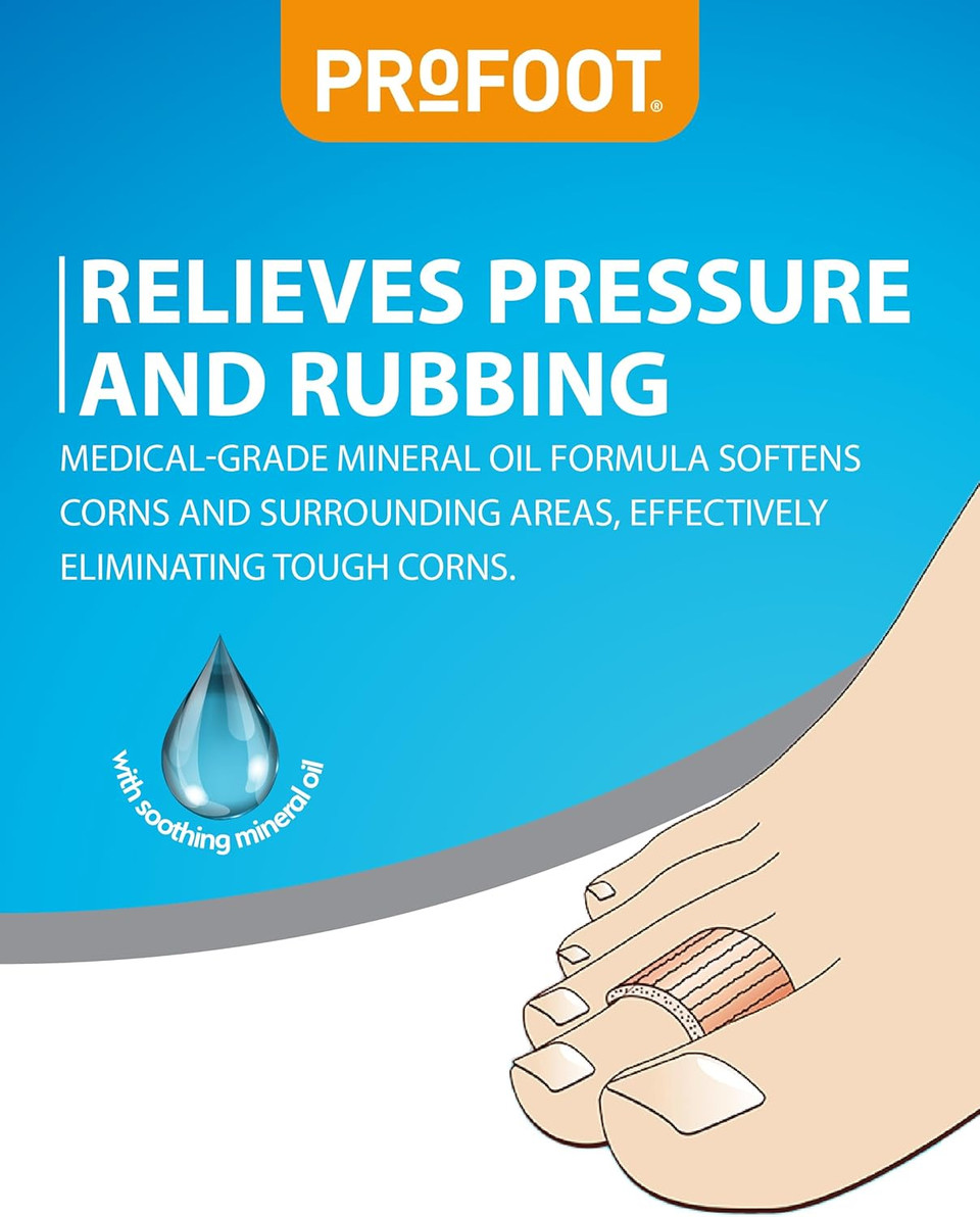 Profoot Soft Gel Corn Wraps - Instant Relief from Painful Corns - Cushions and Protects - Contains Soft Gel, Reduces Pressure and Friction - Contains 3 Washable & Reusable Toe Wraps (2 Pack)